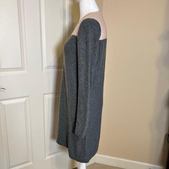 Vince Color Block 100% Cashmere Sweater Dress Long Sleeve Grey Nude Size Small - Picture 5 of 8